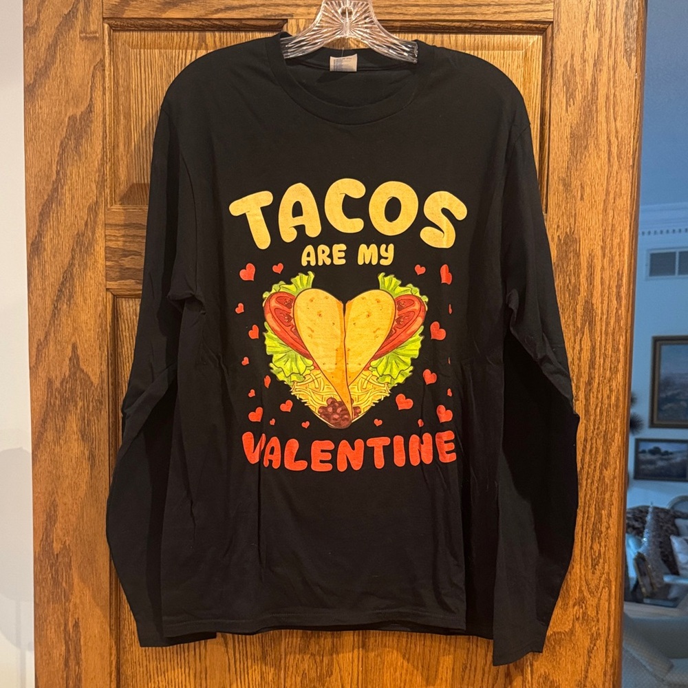 Port and Company Black 'Tacos Are My Valentine' Long Sleeve Shirt